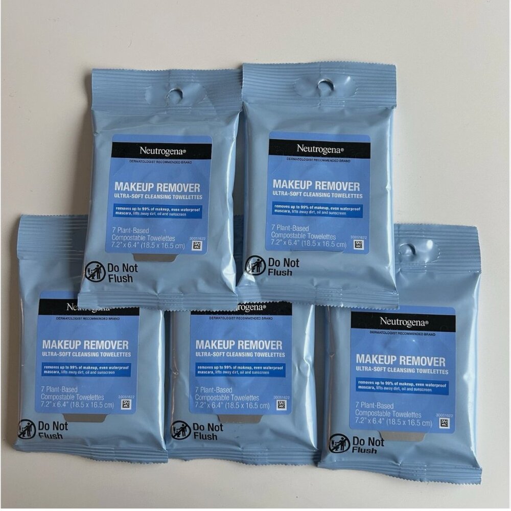 Neutrogena Make Up Remover Cleansing Towelettes, Travel Size NEW Pack Of 5